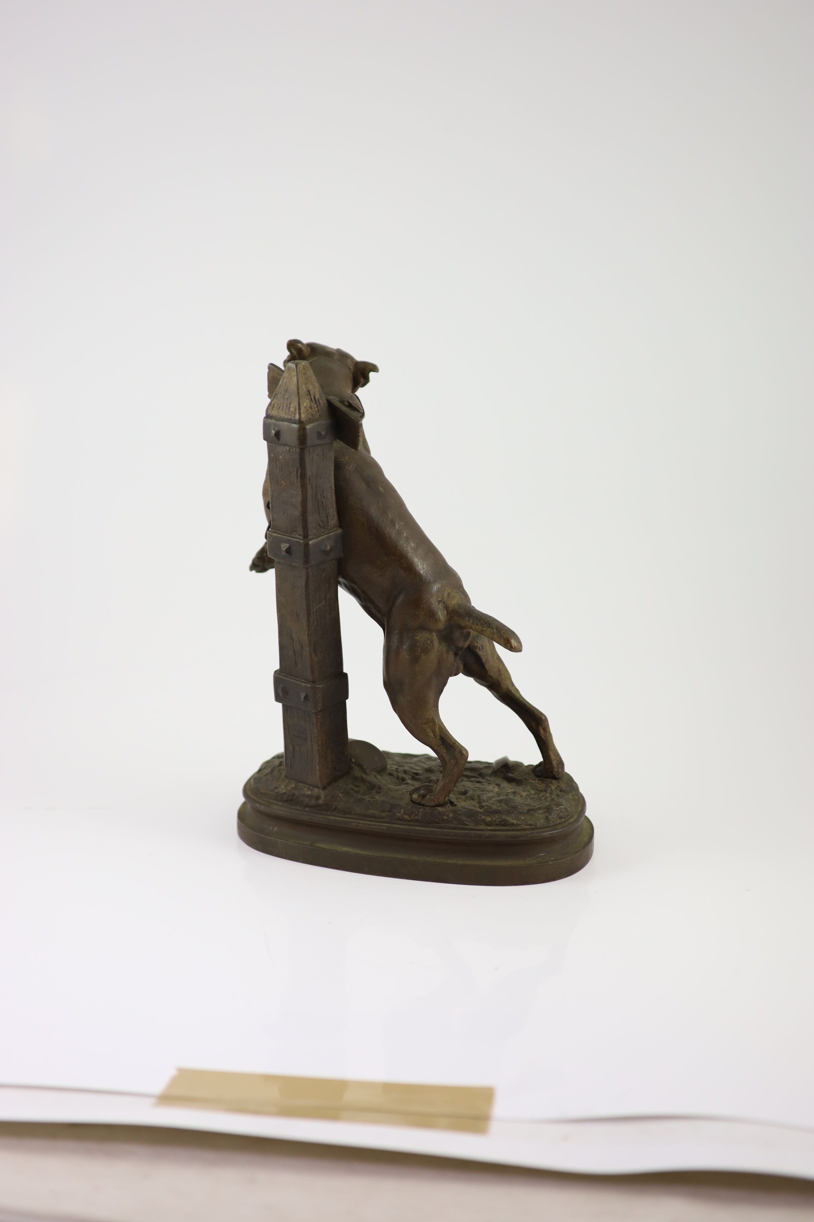 Prosper Lecourtier (1855-1924). A French bronze model of a bull mastiff ‘Prenez Garde au Chien’, H 33cm. W 26cm.